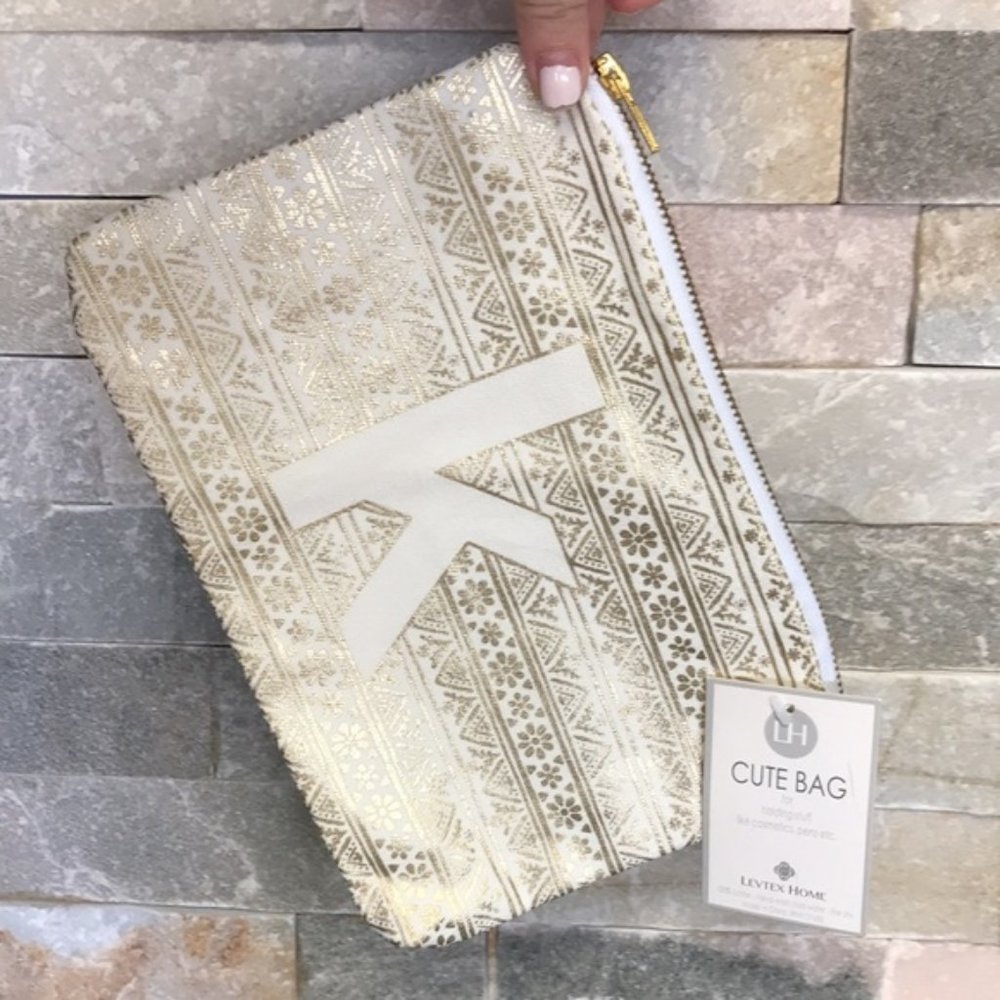 Levtex Monogram Zip Pouch - Metallic - Picture 2 of 5
